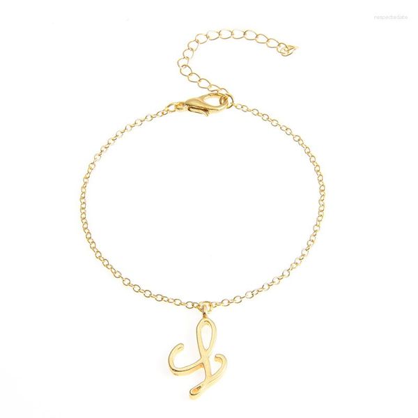 Pulseiras de link 26 pçs/lote Swirl Initial Alphabet Letter Bracelet All 26 English A-Z Cursive Luxury Name Word Text Character