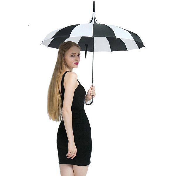 Guarda-chuvas de marca guarda-chuva de chuva masculino qualidade 16 K forte torre à prova de vento pagode cabo longo feminino Parapluie 230625
