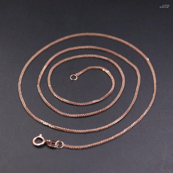 Catene Vera catena in oro rosa 18 carati per donna Donna 1mmW Collana di grano sottile 18 pollici Timbro regalo Au750