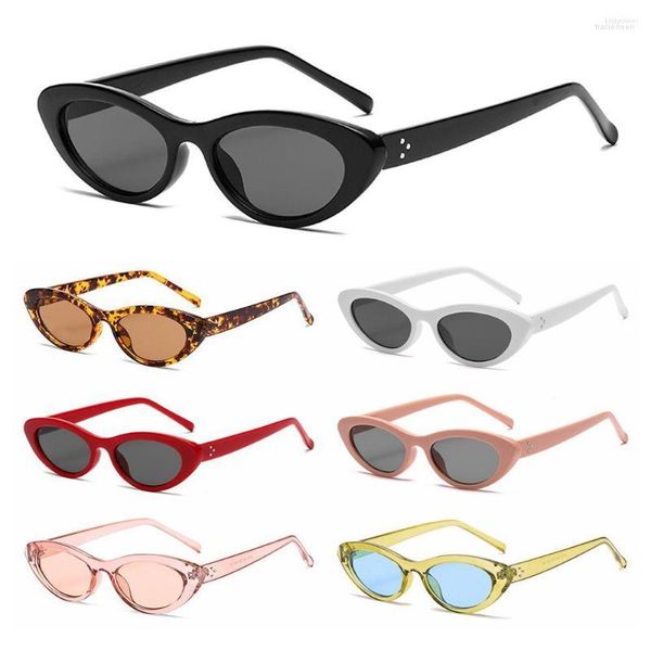 Occhiali da sole da moto Retro Small Frame Cateye Fashion Brand Design Luxury Trendy Hip-Hop Shades