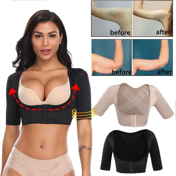 Shapers da donna Miss Moly Top Shapewear da donna Indossa il tuo reggiseno Manica corta Slim Crop Top Shaper Body Arm Shape Underbust Nero Beige S-2XL 230626