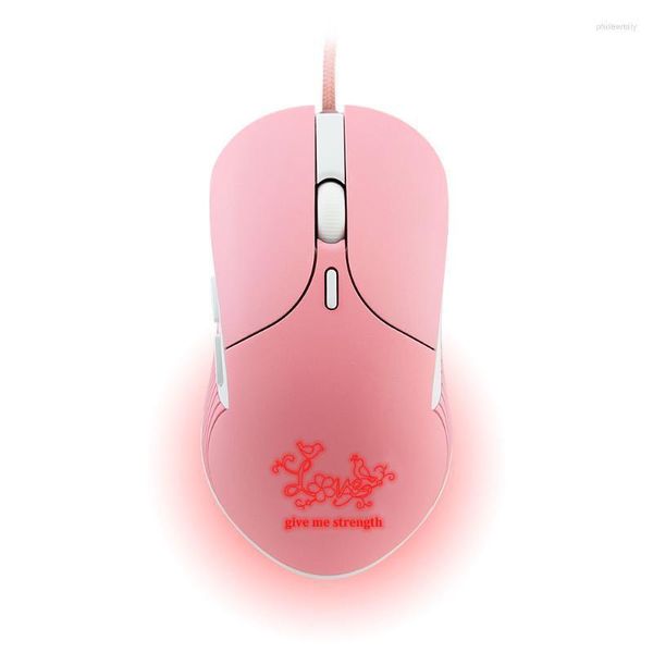 Mouse Mouse da gioco cablato RGB LED Design ergonomico Silenzioso Mause 3200 DPI USB Rosa 6D Ottico Gamer Girl Regalo per PC portatile Rose22