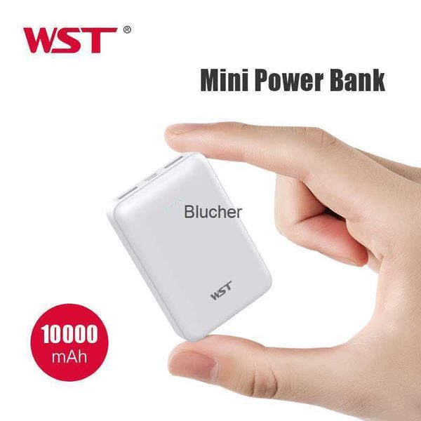 Банки питания для сотовых телефонов WST 10000mAh Mini Portable Power Bank Двойной вход-выход с USB C Micro USB Зарядное устройство для мобильного телефона C230626