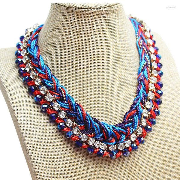 Choker V234 Fashion Blue Red Layered Crystal Beads Short Necklace Women Nacklace di alta qualità senza nichel