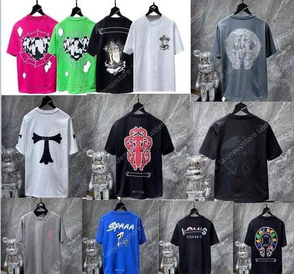 T-Shirts Klassisches Herren-Herz-Luxus-T-Shirt Ch Marke Tops T-Shirts Männer Frauen Sanskrit-Buchstabe Chromes Sweatshirts Kurzarm-Hufeisen-Designer-Paar-Kreuz-T-Shirts Ch Dy