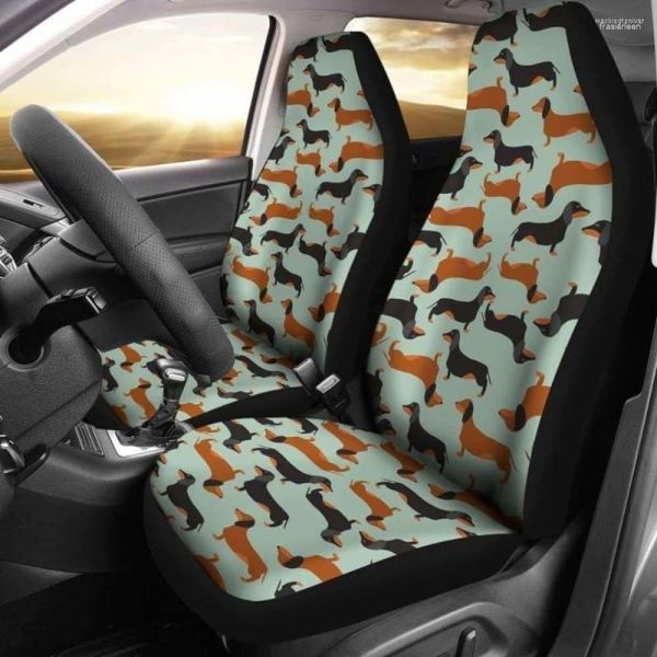 Чехлы для автомобильных сидений Такса Собаки Шаблон Домашние животные Набор из 2 Универсальный передний защитный чехол