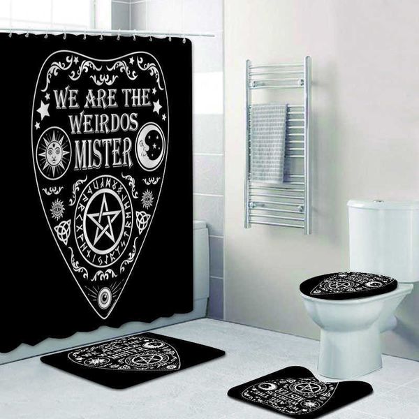 Tende da doccia Novità We're The Weirdos Mister Ouija Board Planchette Set di tende da doccia per bagno Witch Spirit Board Black Cat Mats RugsHKD230626