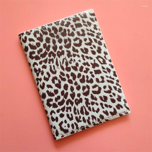 Porta-cartões Moda Estampa de Leopardo Moda Feminina Capa de Passaporte Carteira de Negócios Bolsa Multifuncional Estojo Organizador