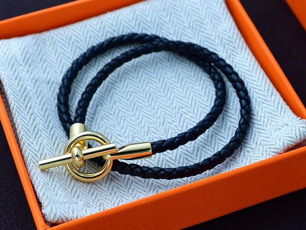 5A Charm-Armbänder HM-Armband aus echtem Leder mit langem Riemen in Schwarz für Damen mit Staubbeutelbox, Größe 16–21 Fendave
