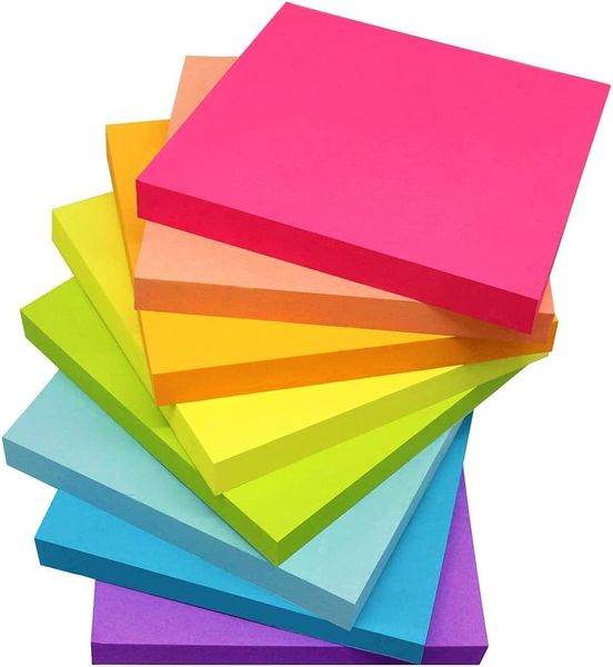 Notes Confezione da 8 note adesive 3x3 pollici Colori vivaci Cuscinetti autoadesivi facili da pubblicare per notebook da casa e ufficio 82 fogli/blocco 230625