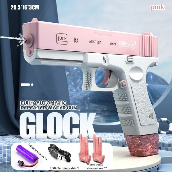 Sand Play Water Fun Pistola ad acqua elettrica Giocattoli per bambini estate Pistola ad acqua Glock ad alta pressione giocattoli da spiaggia di grande capacità per bambini ragazzi ragazze adulti 230626