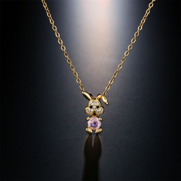 Anhänger Halsketten Cmoonry Mode Gold Kette Reizende Nette Kaninchen Anhänger Halskette Für Frauen Mädchen Luxus AAA CZ Tier Schmuck Femme Bijoux 230626