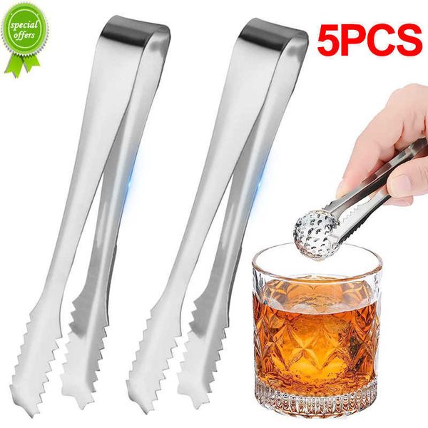 Neue 5/1PCS Edelstahl Eiswürfel Zange Tragbare BBQ Fleisch Zange Mini Grill Gerösteten Lebensmittel Clamp Party süßigkeiten Buffet Bar Küche Werkzeuge