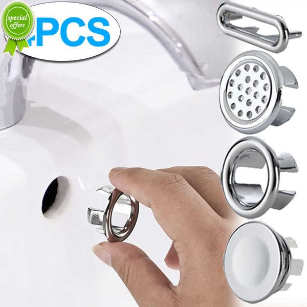 Novo 4 pçs tampa de transbordamento de pia redonda de cerâmica anéis de lavatório cozinha banheiro guarnição oco orifício oco tampas de transbordamento de pia de banho