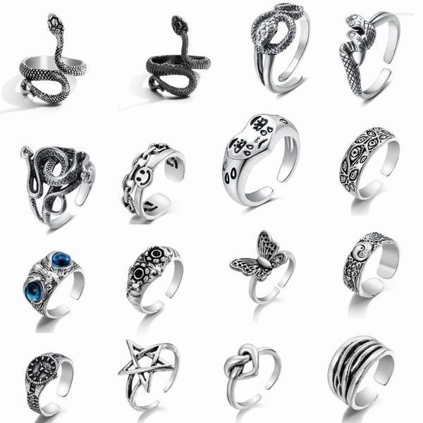 Cluster Rings IFME Ring For Women Girls Snake Smile Fashion Men Jewelry Vintage Ancient Silver Color Punk Hip Hop Ajustável Boho Frog