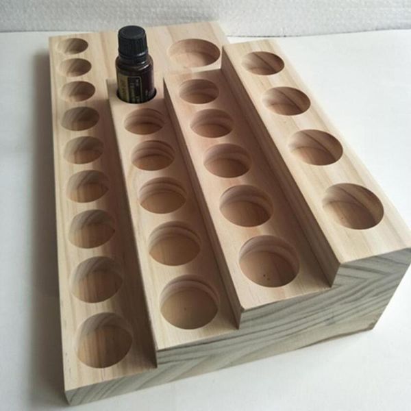 Bottiglie di stoccaggio Portaoggetti in legno per olio essenziale Custodia in legno Supporto per espositore 1x