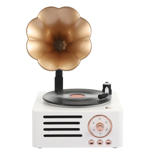 Bluetooth-Lautsprecher, Plattenspieler, Retro-Plattenspieler, All-in-One, Vintage-Phonograph, nostalgisches Grammophon, integrierter Lautsprecher, 3,5 mm Aux-Eingang/USB