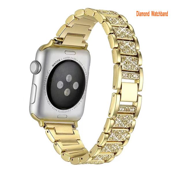 Bling Designer Glitter Band Compatível com Apple Watch 38 40 42 41 45 49mm Jóias de Metal Strass Diamond Bracelet Substituição de Pulseira para Mulheres iWatch 3 4 5 6 7 8