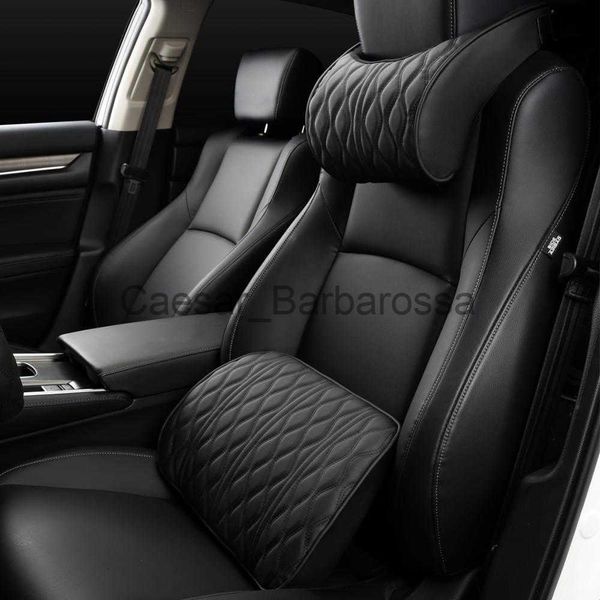 Cuscino HOT Car Neck PU Leather Lombare Supporto lombare per sedile Memory Schienale Poggiatesta Cuscino Auto Gadget Accessori interni x0626 x0625