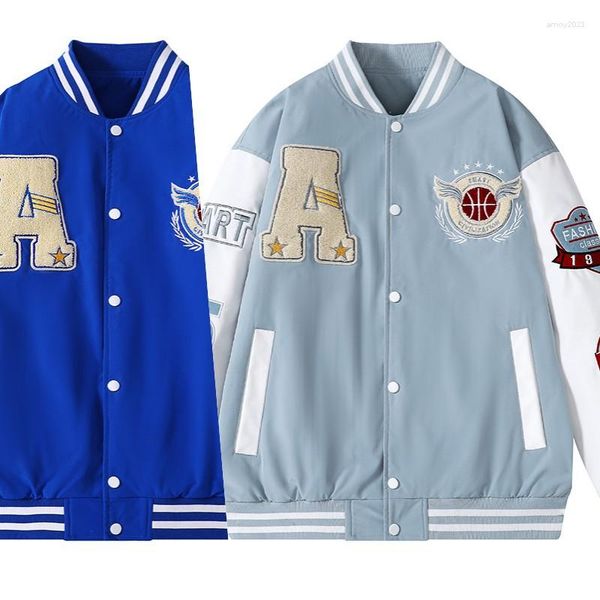 Jaquetas masculinas American Letter Towel Jaqueta bordada Casaco Masculino Street Hip-hop Retro Baseball Uniforme Casal Casal Casual All-match Top