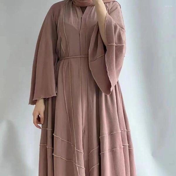 Этническая одежда Kaftan Open abaya kimono индейка с плиссированной мусульманской хиджаб одел