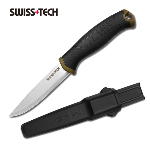 Охотничьи ножи для кемпинга Нож SWISS TECH с фиксированным лезвием Нож для выживания с ножнами Strong Single Edge Отлично подходит для походов Кемпинг Активный отдых на свежем воздухеHKD230626