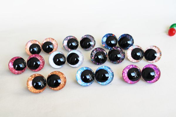 Accessori per bambole 10 pezzi 12mm 14mm 16mm 18mm 20mm 25mm 30mm Cartoon 3D glitter giocattolo bambola pupilla occhi con rondella - opzione dimensione colore-T10 230625