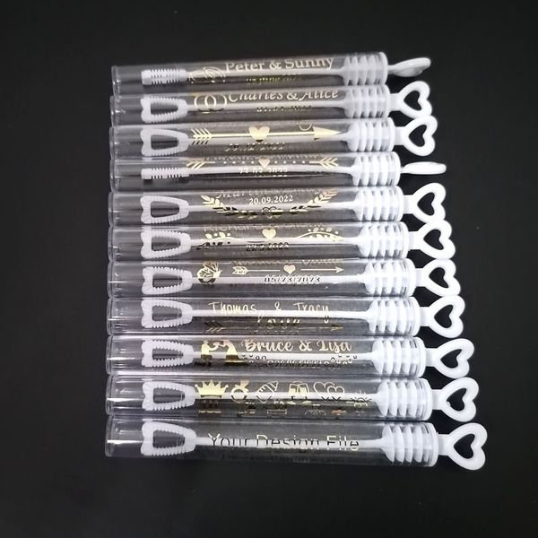 Outros suprimentos para festas de eventos Mini tubo de bolha de sabão Garrafa de bolha de coração de amor para casamento Etiqueta de ouro personalizada Preto Fornecedor de fábrica da China Preço decrescente 230625