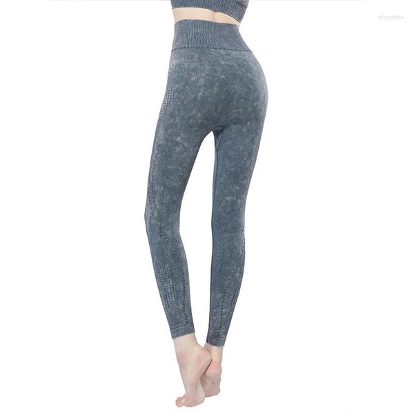 Pantaloni attivi Calzamaglia sportiva senza cuciture per donna Sollevamento dell'anca Vita alta Aderente Yoga Stampa tessile traspirante Leggings da corsa