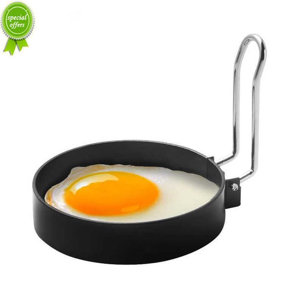 Новые черные металлические кольца для жарки яиц, круглые круглые формы для формовки блинов с жареными яйцами с ручкой, антипригарная форма для жареных яиц, кухонный аксессуар