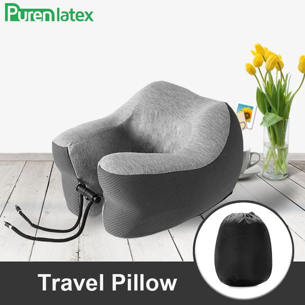 Travesseiro PurenLatex Memory Foam U Shape Travel para Avião Cervical Neck Support with Lock Lento Rebound Pressure Pressure 230626