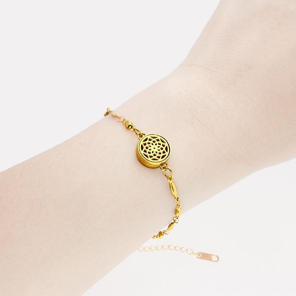 Armbänder 10 teile/los Edelstahl Aromatherapie Armband Parfüm Ätherisches Öl Schmuck Kleine Mini Süße Armband Für Frauen 12mm Gold Farbe