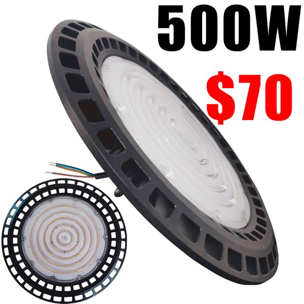 USA Stock 500W UFO LED High Bay Light lampada Fabbrica Illuminazione industriale 60000 Lumen 6000-6500K IP65 Luci magazzino