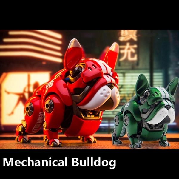 Giocattoli di trasformazione Robot Trasformazione Bulldog meccanico Rosso Verde Robot Cane Action Figure Bambini Giocattoli per adulti Con scatola Drop 230625