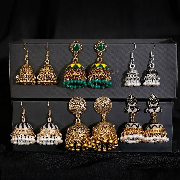 Pendientes Piercing gioielli indiani Jhumka Charms Orecchini per le donne Accessori kolczyki Orecchini a bottone Orecchini da sposa alla moda