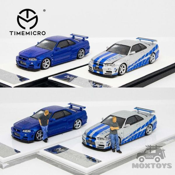 Modelo de carro fundido TIME MICRO 1 64 Gtr R34 tampa aberta Carro rápido furioso Modelo de carro fundido 230625