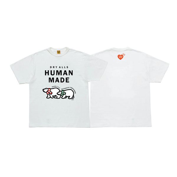 Sciarpe Coppia di orsi polari Stampate T-shirt da uomo HUMAN MADE 100% cotone Tessuto confortevole T-shirt a maniche corte per uomo Donna S-2XL Japan Tide Brand Tee