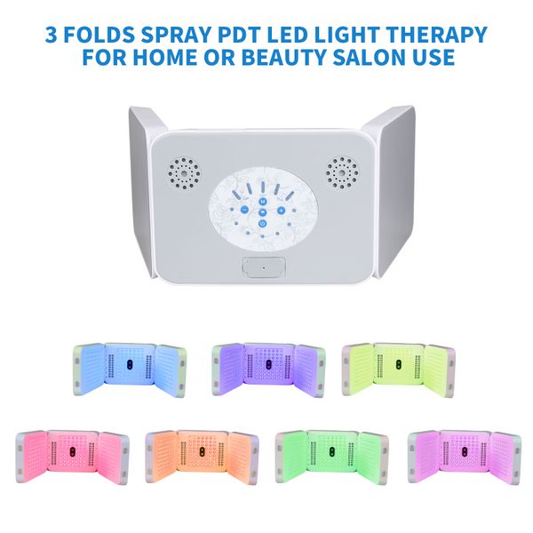 Espectrômetro de fototerapia PDT LED dobrável de 7 cores com rejuvenescimento profissional da pele a vapor, remoção de acne PDT, máquina de fototerapia com luz LED