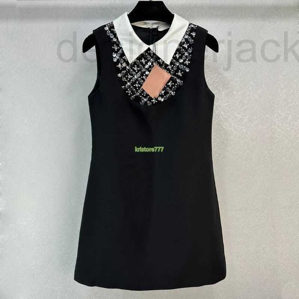 Vestidos de passarela designer verão feminino camiseta camisetas com miçangas lantejas de milão jersey tanque tampo A-line mangas mini-ponta kwoe