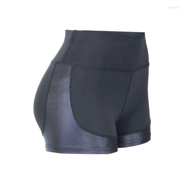 Активные шорты йога брюки имитация кожаная строчка дамская леггинс фитнес -юбка мода сплайсинг дизайн