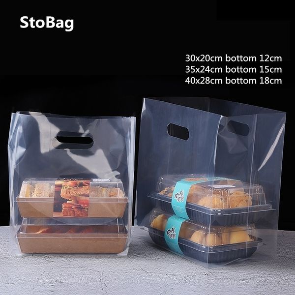 Embalagem para presente StoBag 50 pçs Embalagem para biscoitos Alça transparente Sacos de plástico para festa de aniversário Suprimentos de bolo para pão engrossar 230625