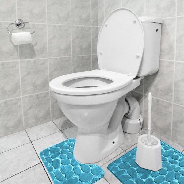 Carpets 2Pcs Non-slip Mat Set Plush Floor Pad Door Carpet Stone Bathroom Toilet Water Absorbent Rug Anti-skid