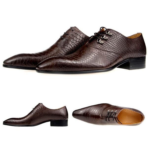 Mens Casual Sapatos Clássicos Oxfords Formais Modernos Sapatos de Negócios Social Masculino Vestido de Noiva Sapato Mocassim Estampa Serpentina