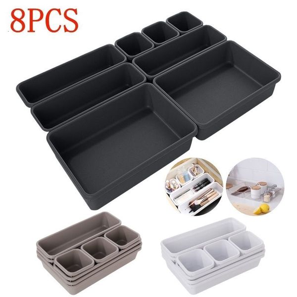 Cassetti portaoggetti 8 pezzi Organizer per cassetti per la casa Scatola per cancelleria da scrivania antipolvere Organizzatore per trucco da donna per cucina Accessori per il bagno 230625