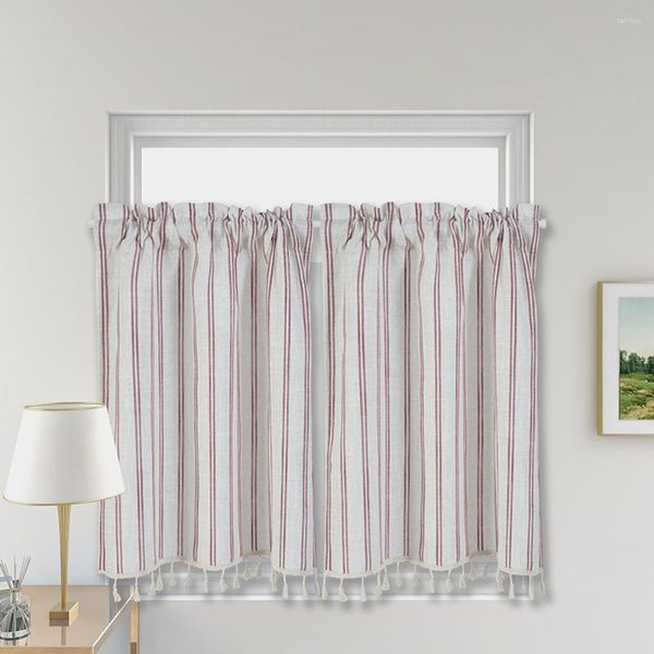 Cortina curta retrô resistente ao desgaste quarto lavável janela roupa de cama acessório para casa