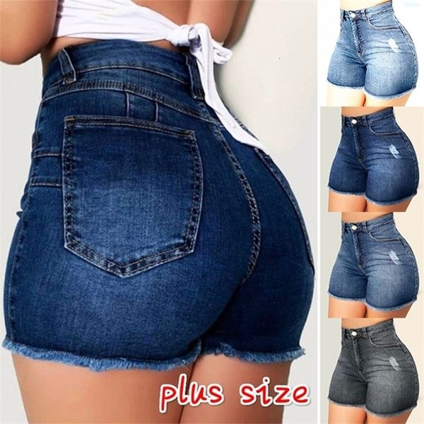 Damen Short Broken Denim Zerrissene Jeans Hose mit hoher Taille Slim Fit Pantalones Sommermode Weiblich Sport Ultra 230625