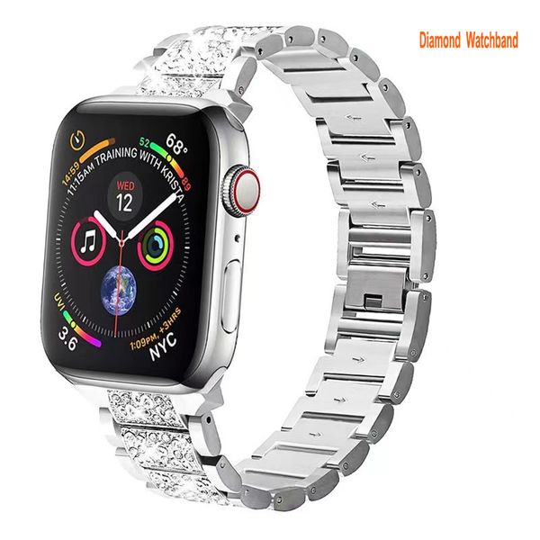 Bling Bands Smart Straps Compatível com Apple Watch Band 38mm 40mm 41mm 42mm 44mm 45mm 49MM Women Glitter Bling Diamond watchband Para iWatch Series 8 7 6 5 4 3 2 1 SE Strap