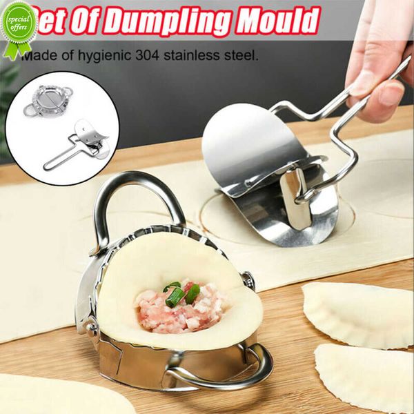 2 pçs/conjunto Grande Dumpling Massa Círculo Roller Máquina Cortadores Molde de Bolinho de Aço Inoxidável Cozimento Casa Cozinha Criador de Bolinho