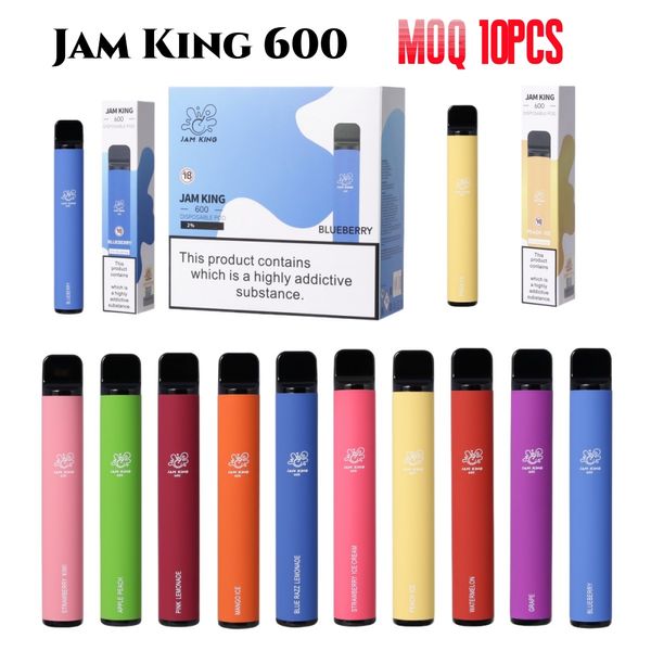 E Sigara Jam Kralı 600 Vape Kalem 2ml Önceden doldurulmuş dökme Vapes Tek kullanımlık puf 20mg 2% 550mAh Pil Vaper Desechable Toptan Suyu Başlangıç ​​Kiti İngiltere Elfbarlar