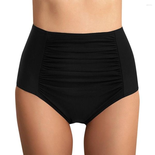 Shorts femininos cintura alta cuecas de biquíni ruched cuecas de maiô calças elásticas de cor sólida roupas de banho femininas calcinhas maiôs 2023